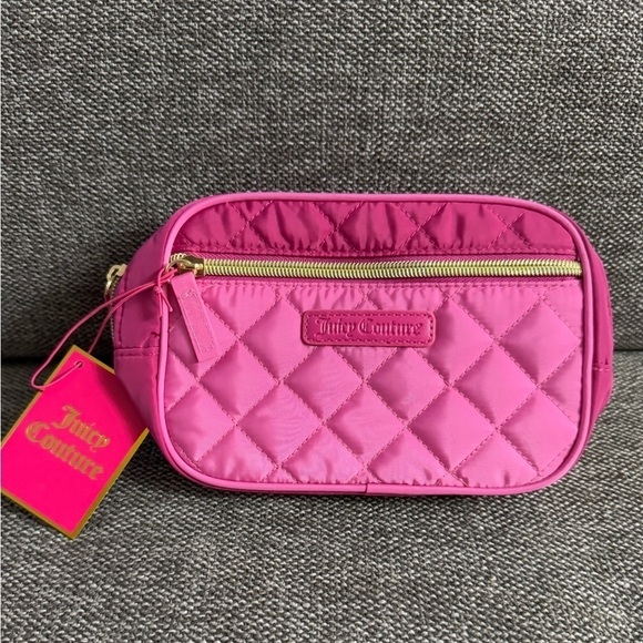 Juicy Couture Quilted Fanny Pack Belt Bag Lined Pink Purse Barbie New - Picture 5 of 14